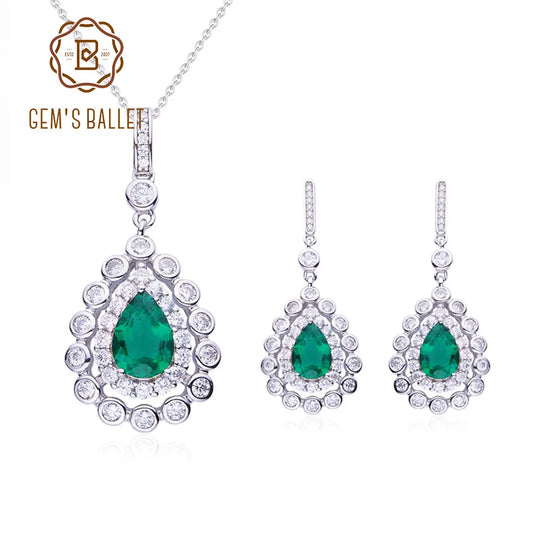 Emerald 925 Sterling Silver Luxury Jewelry Set - All About Variety