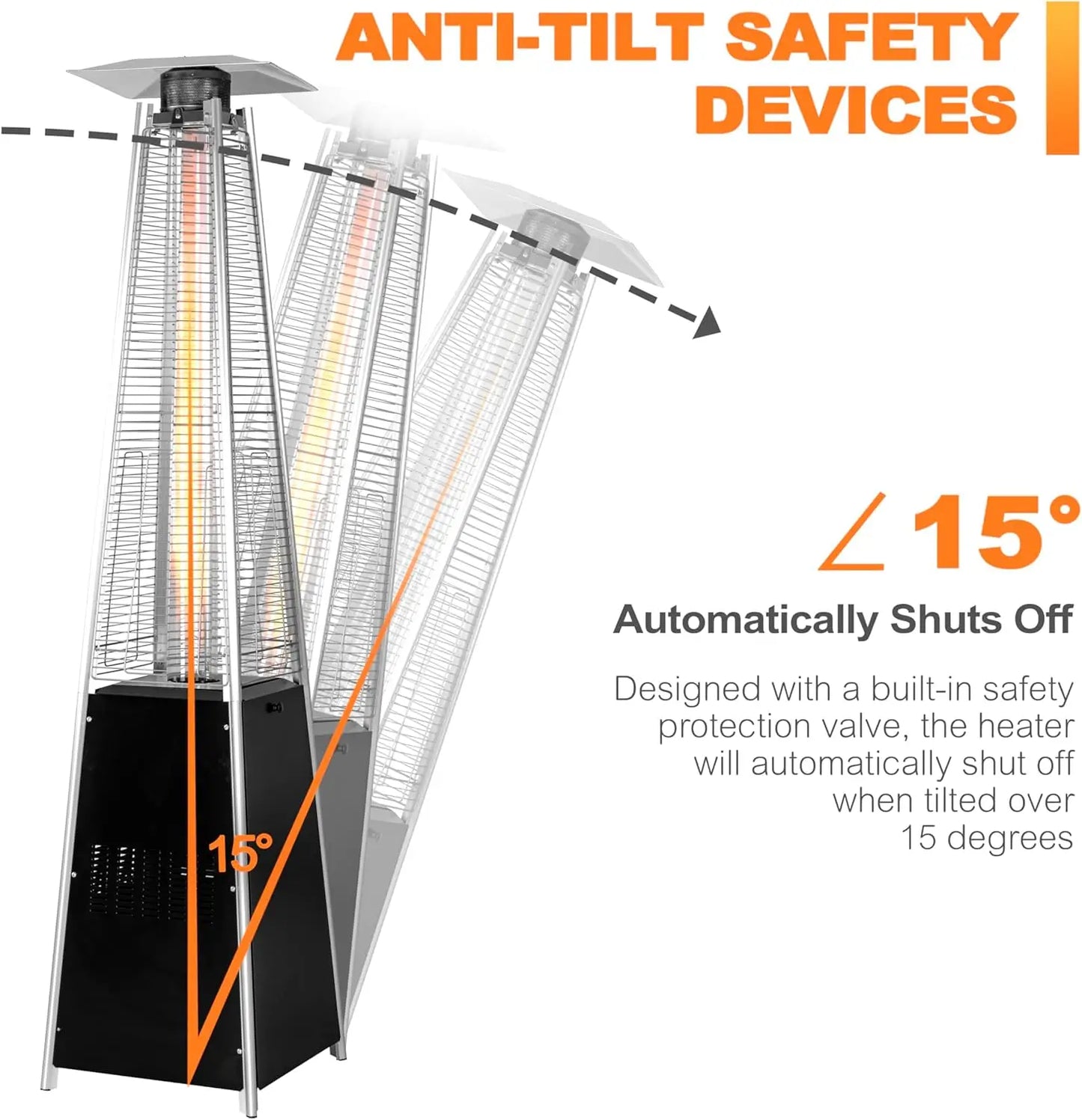 Outdoor Propane Patio Heater, 48,000 BTU with Wheel