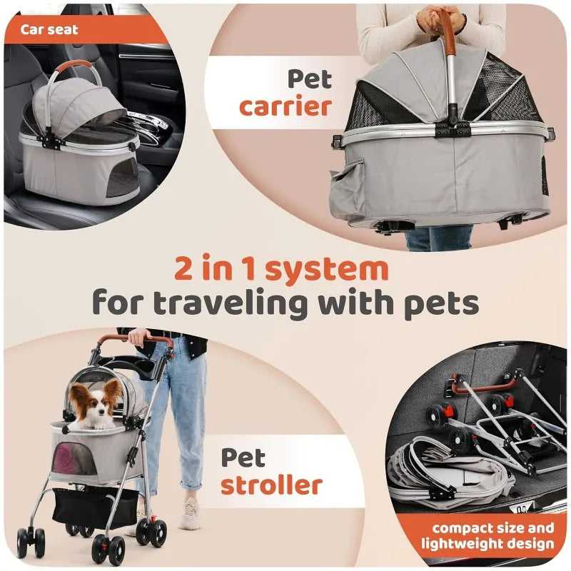 Dog, Cat Stroller – Zipperless Entry, Easy Fold