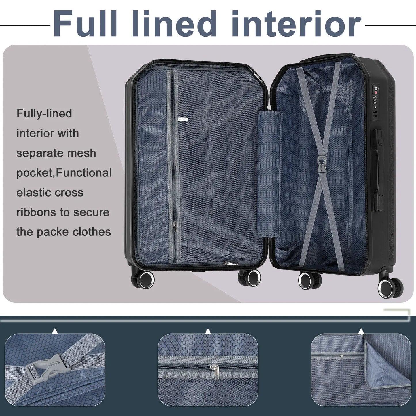 3 Pieces Luggage Set Softside Travel Suitcase