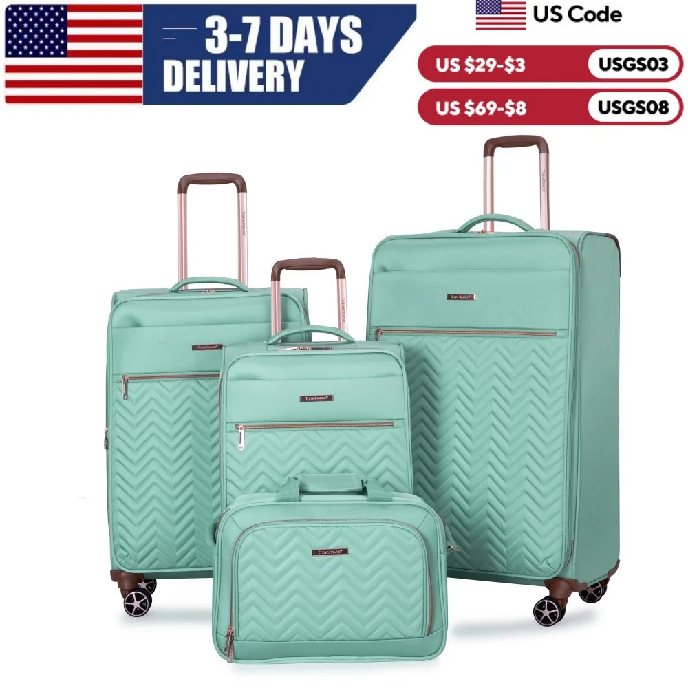 4 Piece Luggage Set Softside Expandable Lightweight