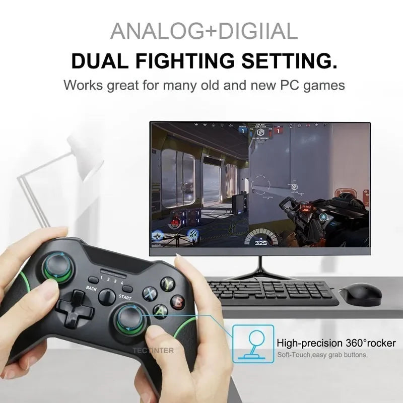 Wireless Gamepad Controller for PC with Dual Vibration