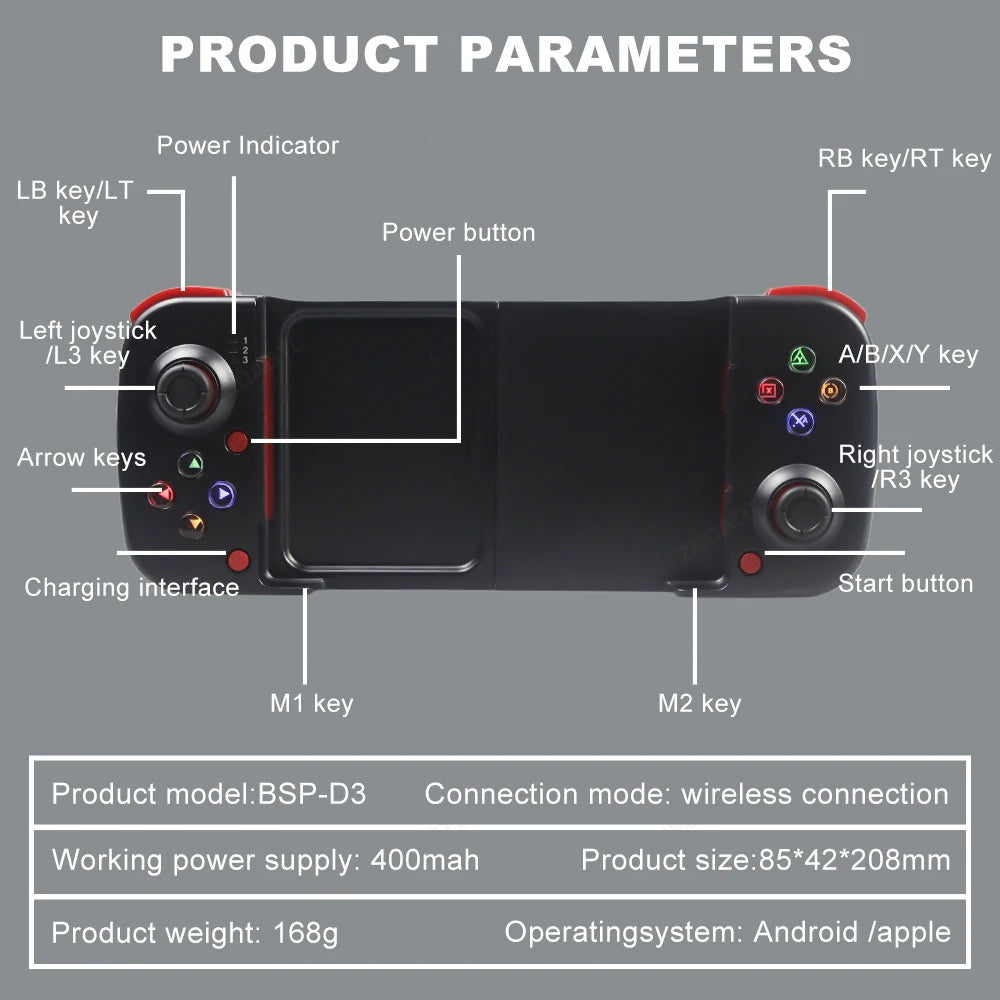 D3 Wireless Game Controller for iOS/Android/PC