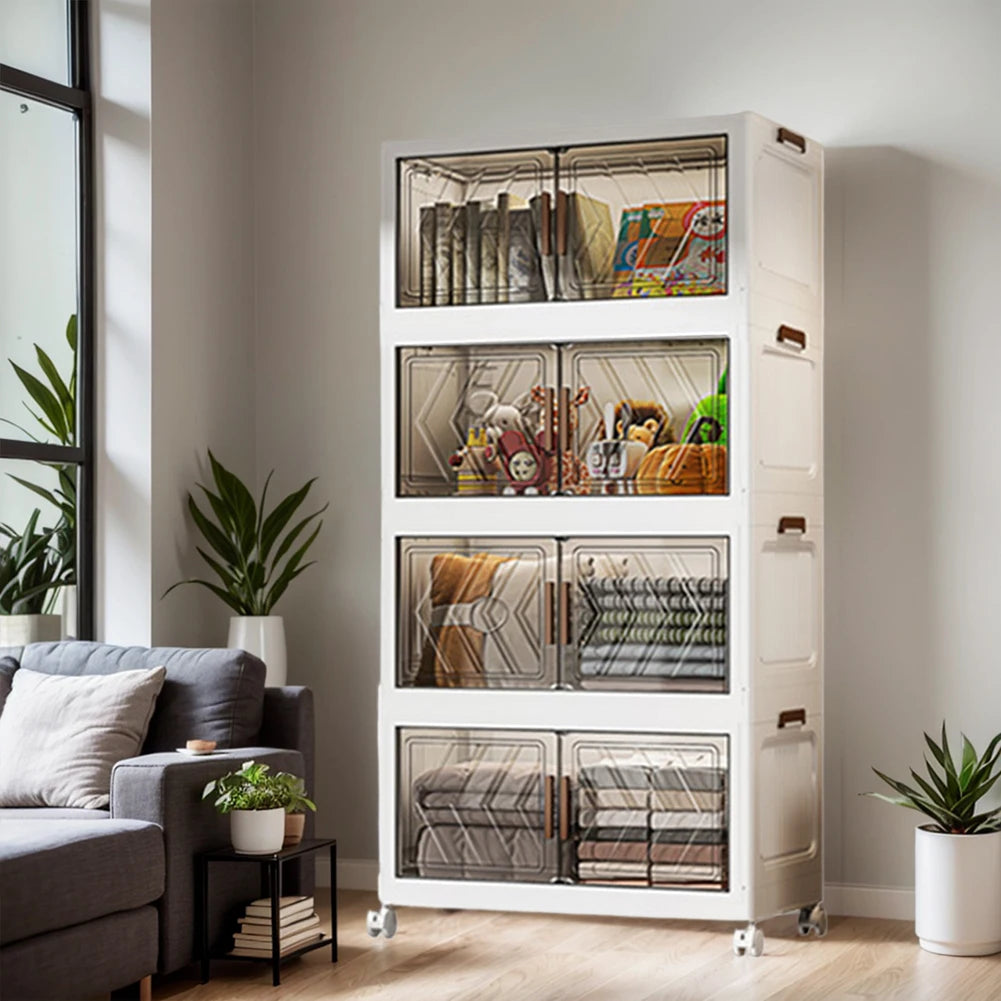 Stackable Storage Bins with Lids, Doors & wheels