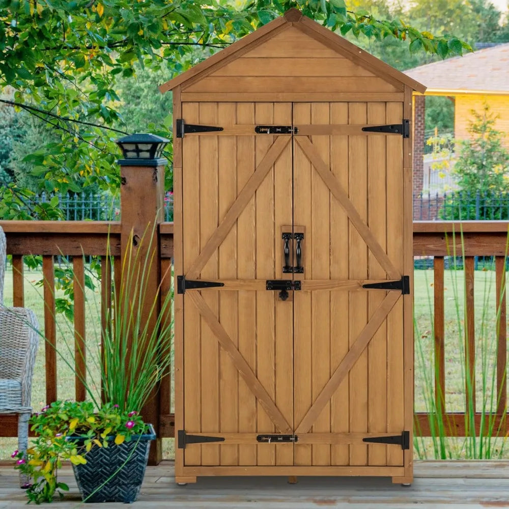 Outdoor Storage Cabinet with Shelves and Latch