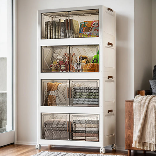 Stackable Storage Bins with Lids, Doors & wheels