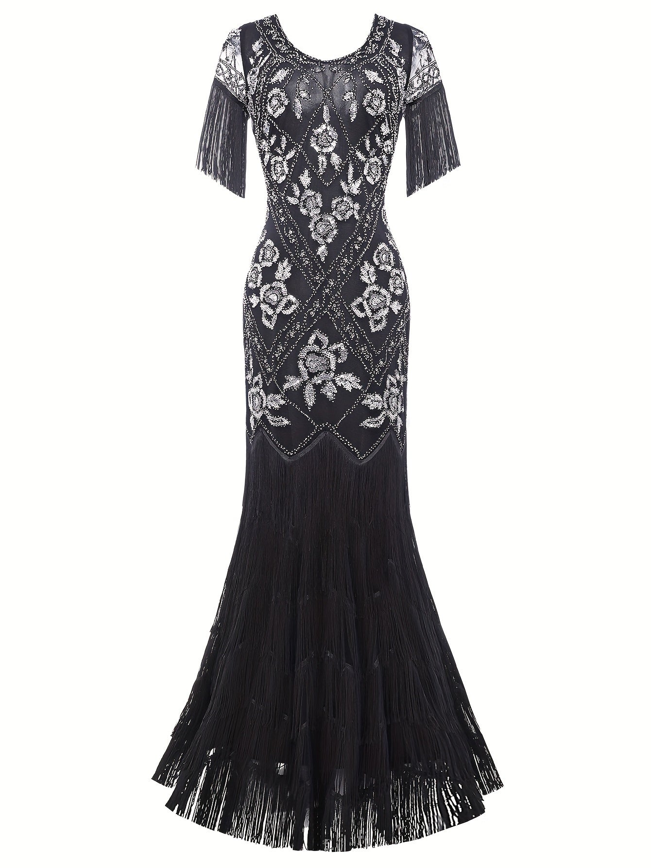 Women's Flapper Dress 1920s V-Neck Evening Gown