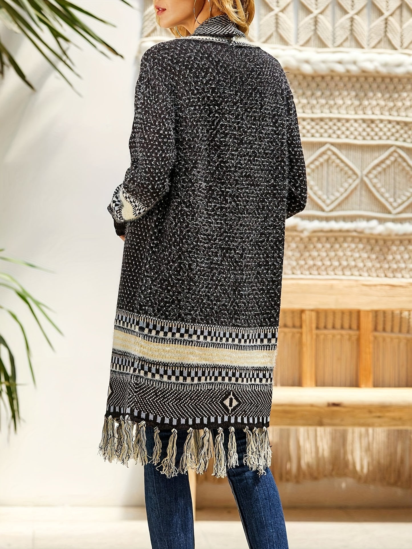 Women Boho Cardigan Sweater Long Open Front