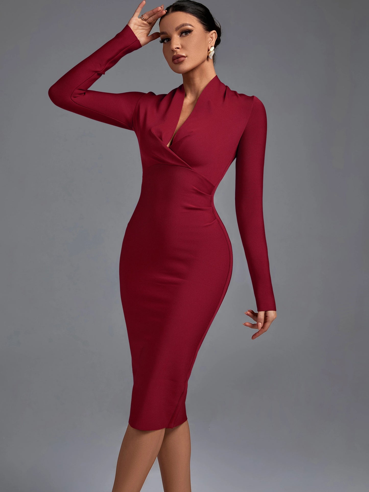 Deep V Neck Bodycon Dress for Women