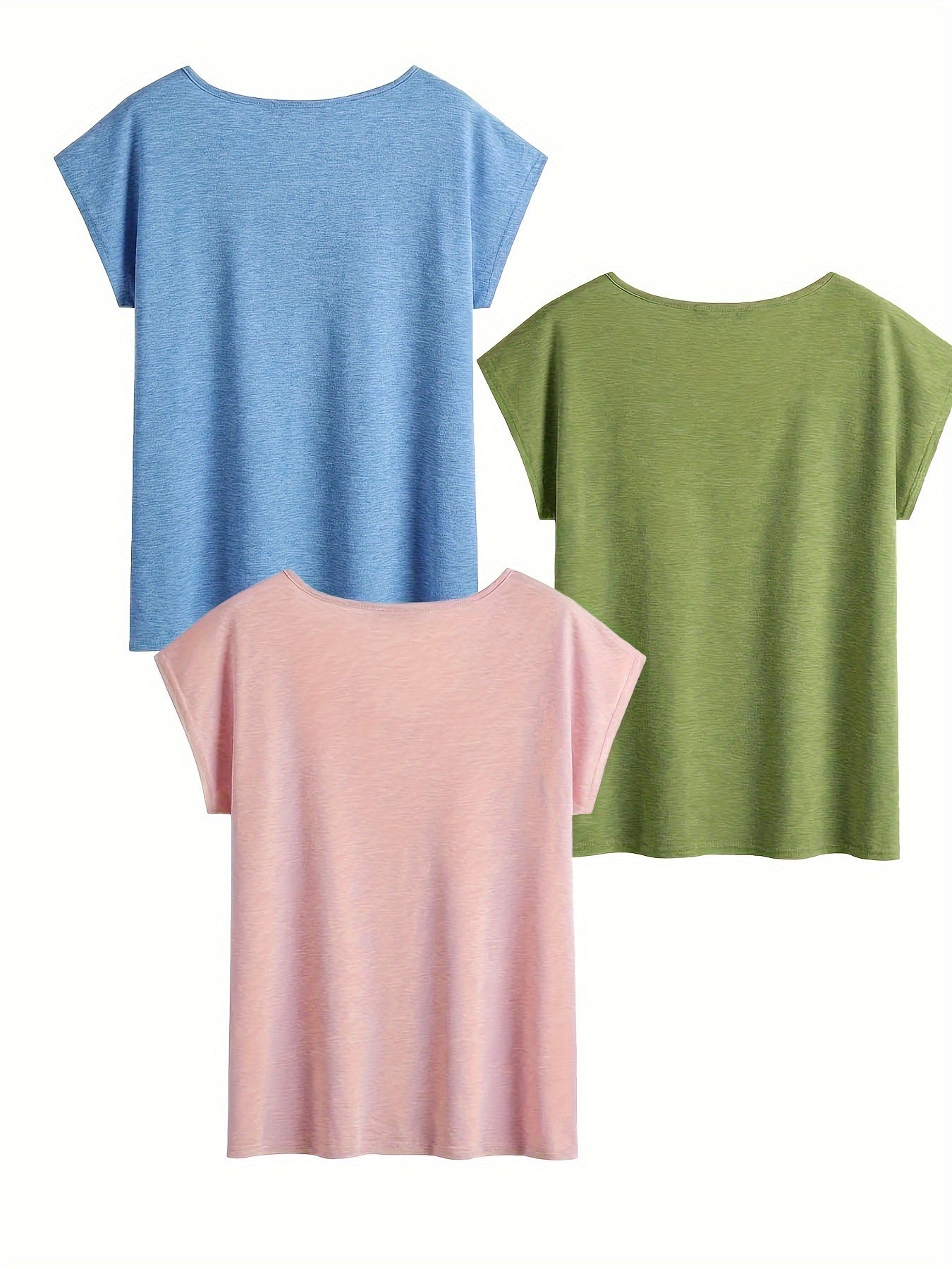 3 Pack Solid Color V Neck T-Shirt