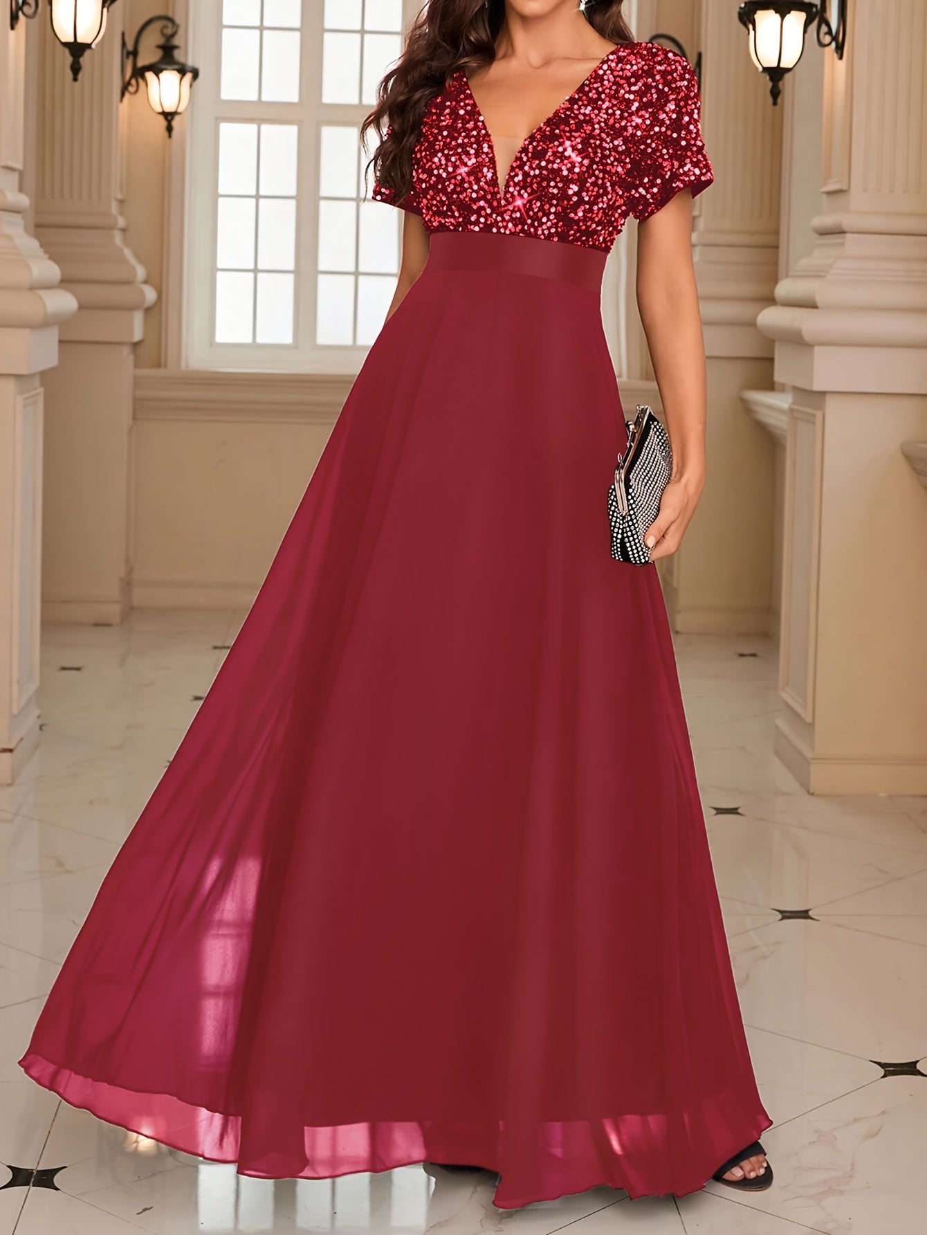 Sequined A Line Bridesmaid Dress