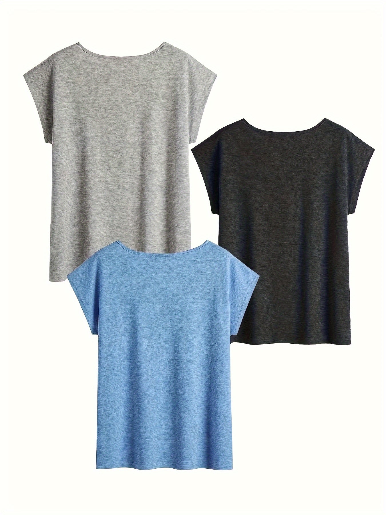 3 Pack Solid Color V Neck T-Shirt