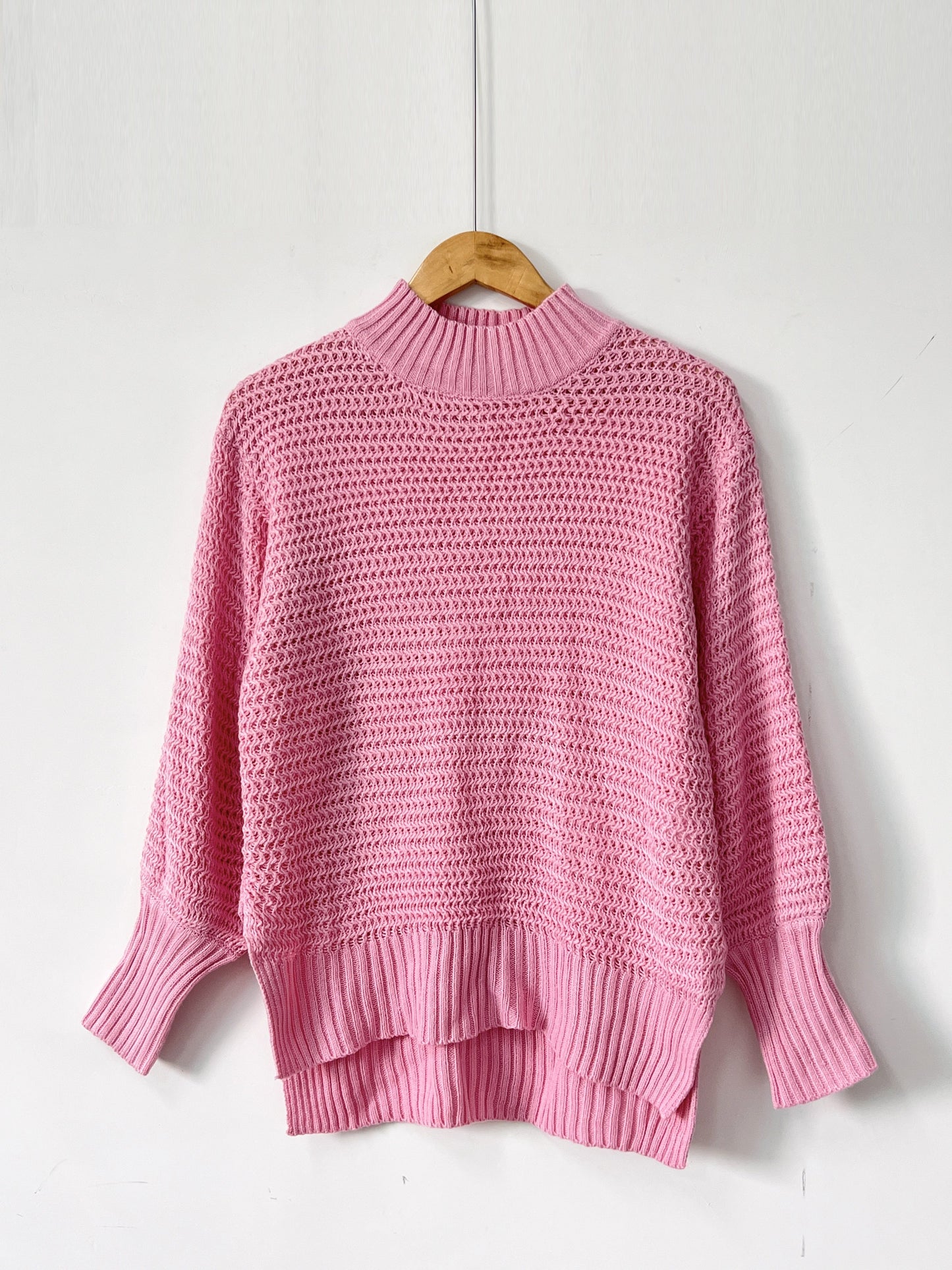 Elegant Long Sleeve Hem Mock Neck Sweater