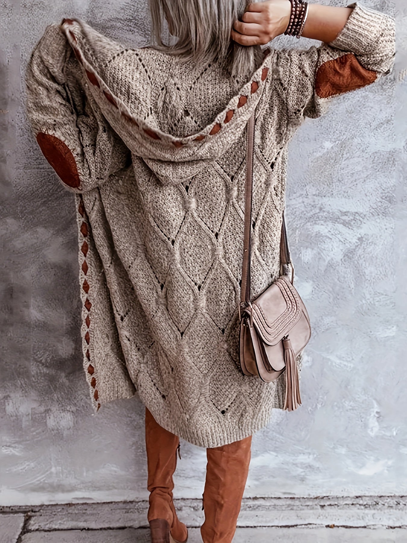 Cozy Cardigan - Long Sleeve Hooded Knit Sweater Coat